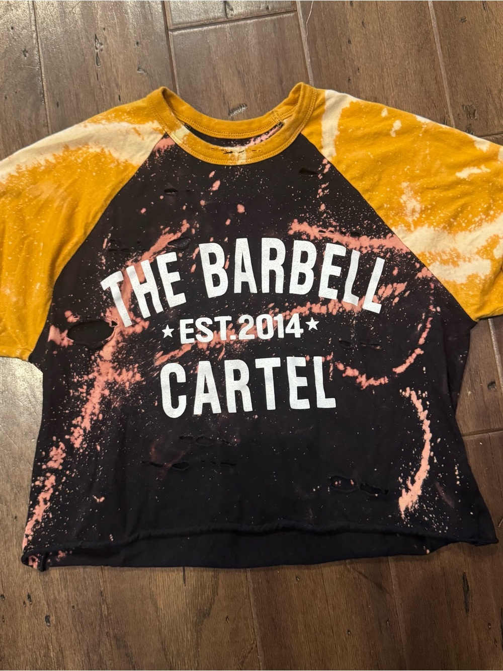 Women’s Black & Mustard Crop Raglan Tee